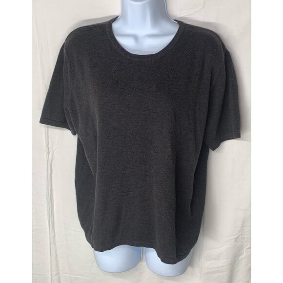 Yarnworks Vintage T Shirt Womens Scoop Neck Size Petite Large Black Short Sleeve - Picture 2 of 11